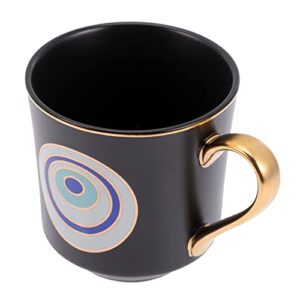 luxshiny evil eye coffee mug ceramic turkish eye water cups espresso tea cup coffee cup arabic greek milk mug for home office ( black )