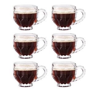 gurudar glass coffee mug set of 6, clear espresso cup with handle, lead-free drinking glassware, perfect for tea latte cappuccino juice and more beverage, 6oz/180ml