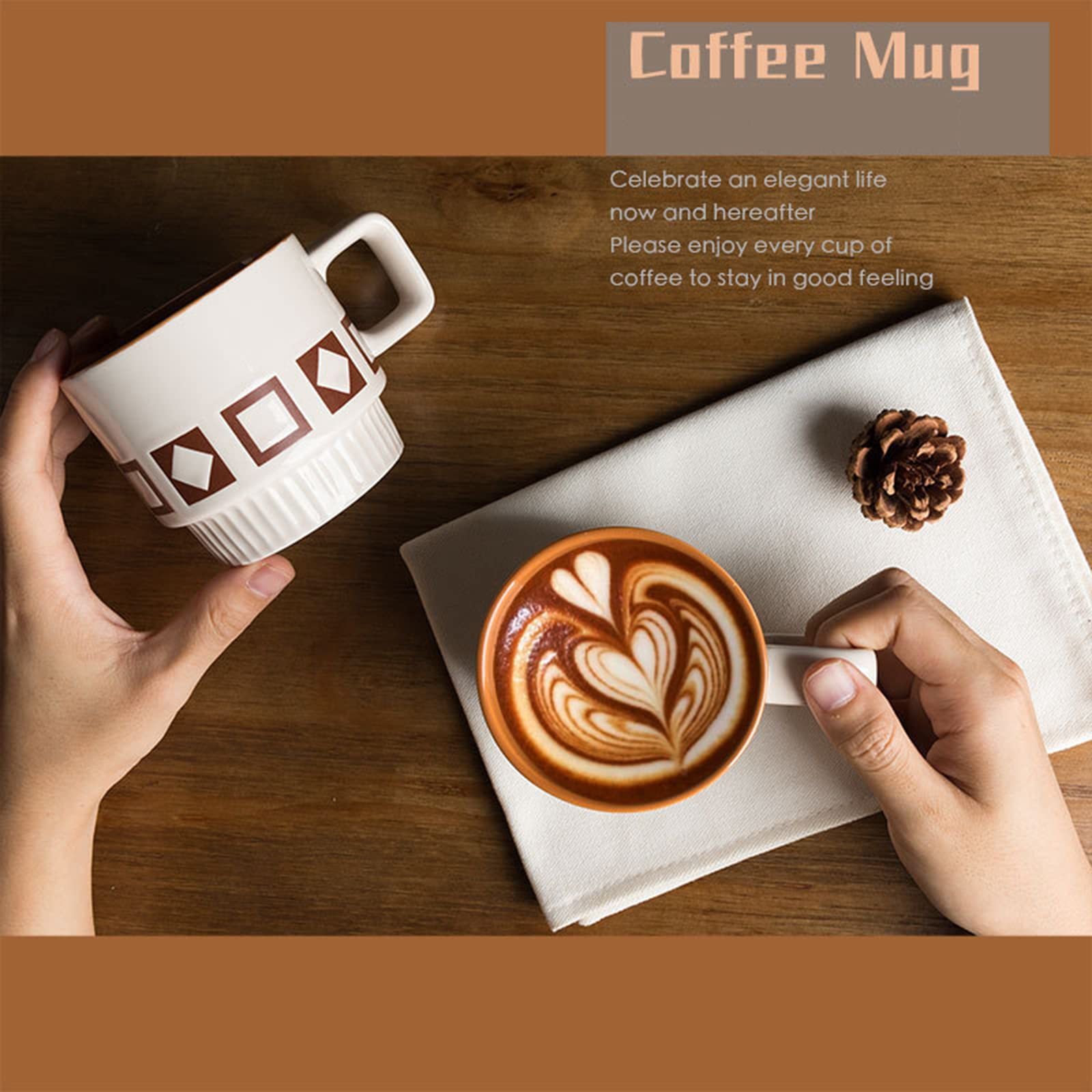 CEIERPH Ceramic Coffee Mug Tea Cup, 11 Oz, Modern Mug Coffee Cups for Espresso,Cappuccino and Latte, Mug and Cup Gifts