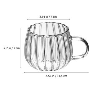 Ipetboom Pumpkin Mug Cups Office Decor Glass Coffee Cups 2pcs Transparent Glass Mugs with Handle Coffee Tea Mugs Soup Clear Drinking Cups Office Decor Glass Cups Novelty Coffee Mug