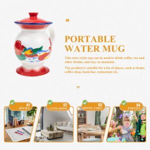 SHERCHPRY Old Style Ceramic Water Mug, Chinese Style Ceramic Mug with Lid, Chamber Pot Shaped Spoof Water Cup, Spittoon Cuspidor Shaped Cup for Coffee Tea Soup Milk