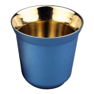 helegeSONG 2.7oz Metal Espresso Cups, Double Wall Metal Espresso Cups Stainless Steel Demitasse Espresso Cups -Travel Espresso Cup Glass - Stackable Coffee Mugs Blue