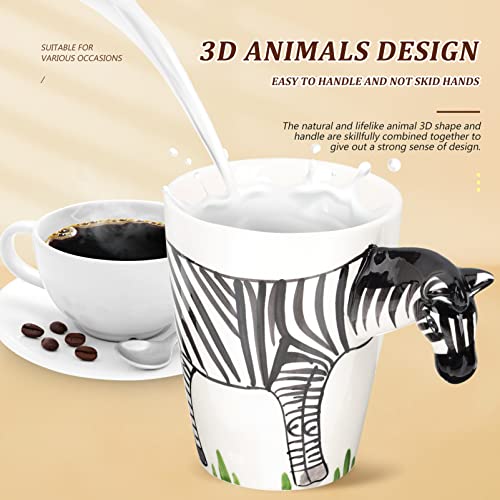 Ceramic Drinking Mugs Ceramic Coffee Mugs Porcelain Coffee Water Cup 3D Zebra Animal Tea Mug Milk Cup Juice Drinking Cup Espresso Cups for Home Office Hotel Ceramic Coffee Cup