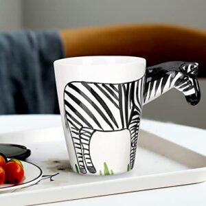 Ceramic Drinking Mugs Ceramic Coffee Mugs Porcelain Coffee Water Cup 3D Zebra Animal Tea Mug Milk Cup Juice Drinking Cup Espresso Cups for Home Office Hotel Ceramic Coffee Cup