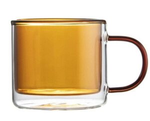 colored transparent coffee mug heat-resistant colored double wall insulated glass cup (copper)