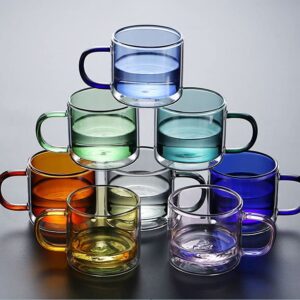 Colored Transparent Coffee Mug Heat-Resistant Colored Double Wall Insulated Glass Cup (Copper)