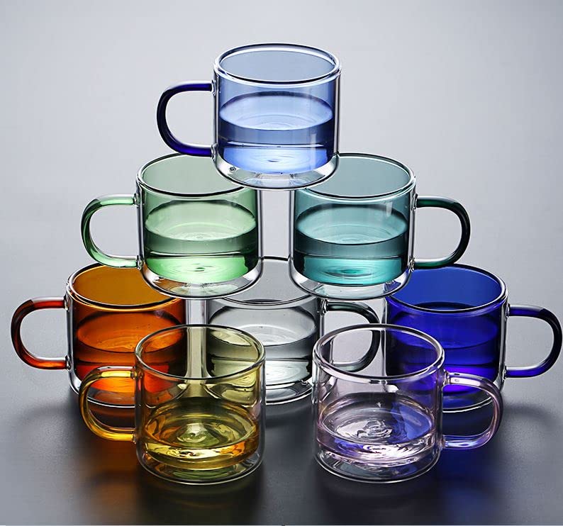 Colored Transparent Coffee Mug Heat-Resistant Colored Double Wall Insulated Glass Cup (Copper)