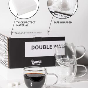 Sweese 12.5oz Double Wall Glass Coffee Mugs + 8 oz Double Wall Glass Coffee Cups