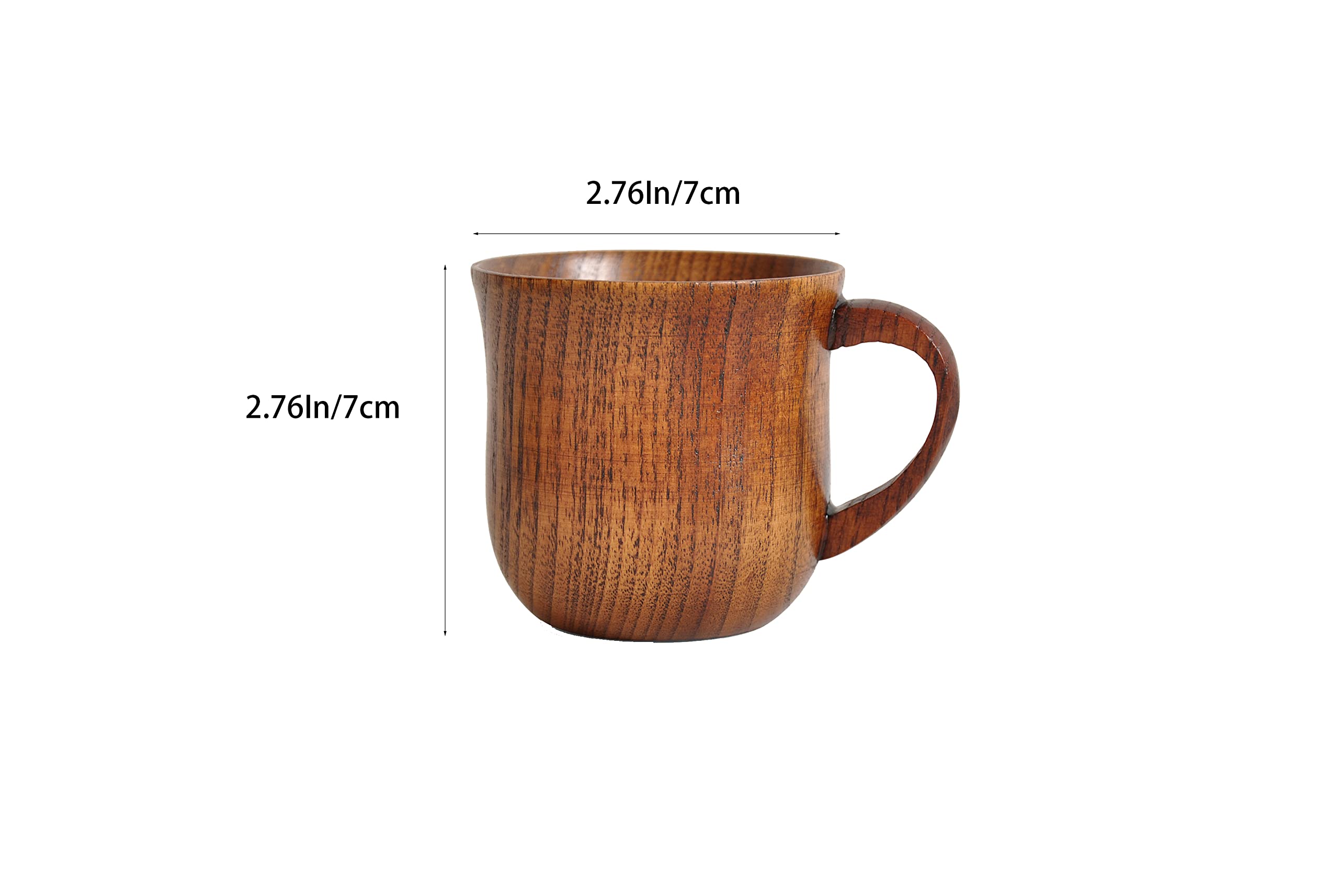 HomeImpel 2 Pack Wooden Coffee Cups Tea Cups With Handle, 4oz, 120ml, Drinking Wood Mugs for Beer/Coffee/Milk/Water