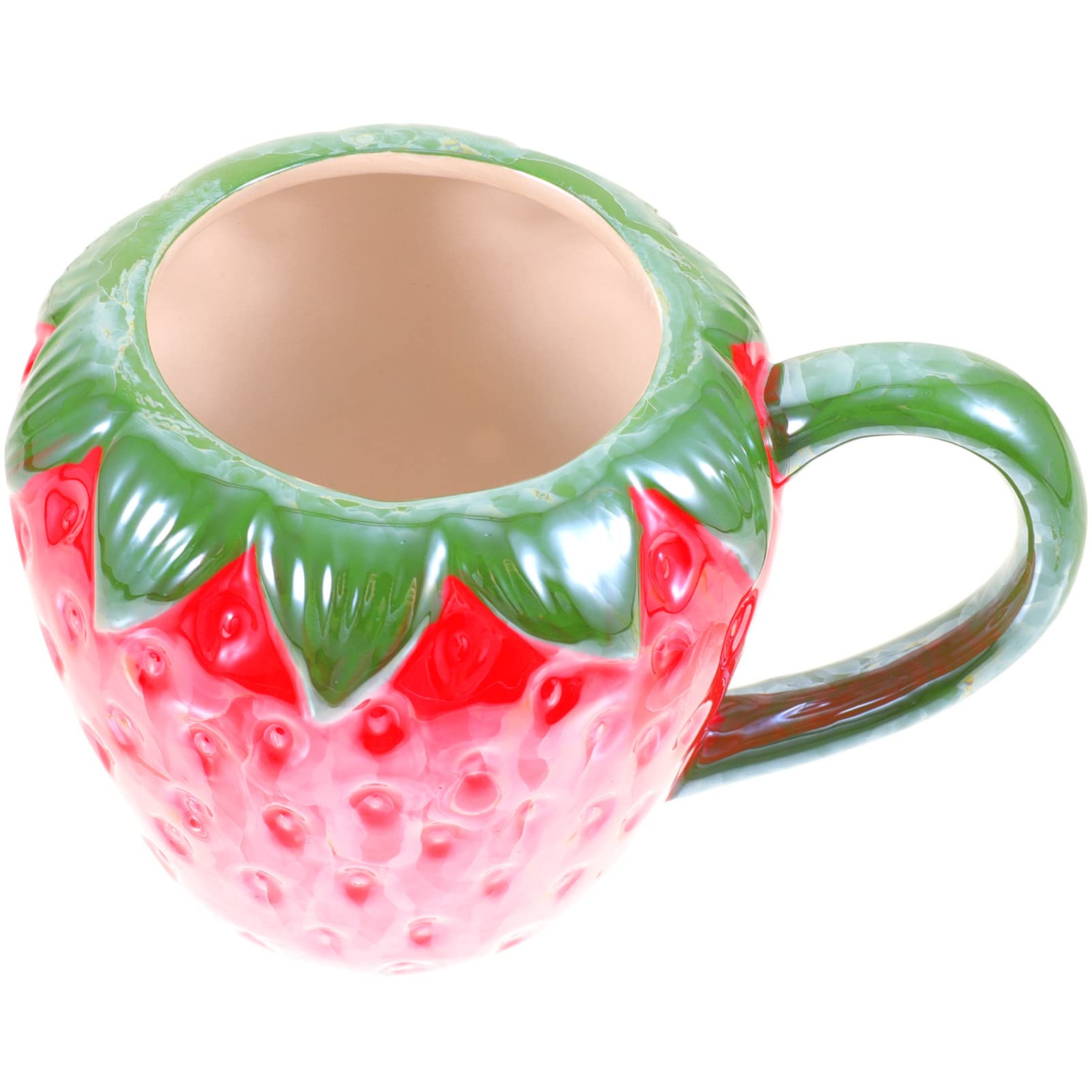 DOITOOL Strawberry Drinks Cup Fruit Shaped Mug Ceramic Water Cup Creative Drinking Mug for Juice Milk Coffee Tea Beverage Breakfast