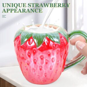 DOITOOL Strawberry Drinks Cup Fruit Shaped Mug Ceramic Water Cup Creative Drinking Mug for Juice Milk Coffee Tea Beverage Breakfast