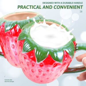 DOITOOL Strawberry Drinks Cup Fruit Shaped Mug Ceramic Water Cup Creative Drinking Mug for Juice Milk Coffee Tea Beverage Breakfast