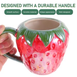 DOITOOL Strawberry Drinks Cup Fruit Shaped Mug Ceramic Water Cup Creative Drinking Mug for Juice Milk Coffee Tea Beverage Breakfast