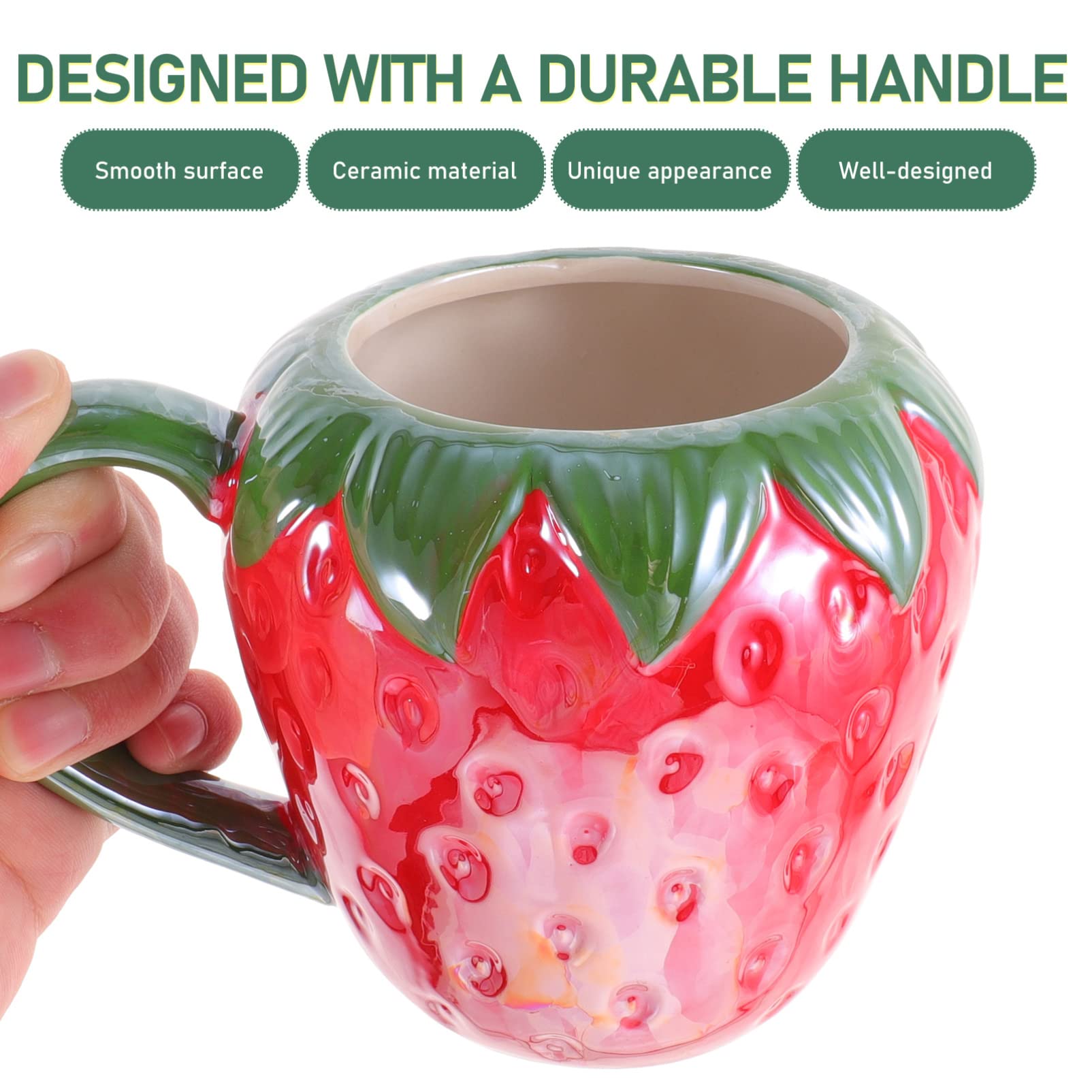 DOITOOL Strawberry Drinks Cup Fruit Shaped Mug Ceramic Water Cup Creative Drinking Mug for Juice Milk Coffee Tea Beverage Breakfast