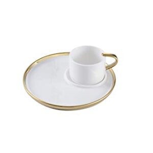 Pampa Bay For Coffee Lovers Titanium-Plated Porcelain Espresso Cup & Plate, 2.5 x 6.5in