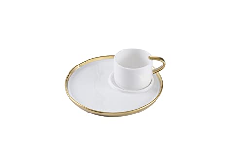 Pampa Bay For Coffee Lovers Titanium-Plated Porcelain Espresso Cup & Plate, 2.5 x 6.5in