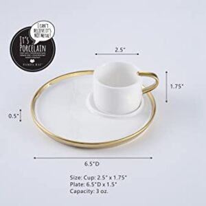 Pampa Bay For Coffee Lovers Titanium-Plated Porcelain Espresso Cup & Plate, 2.5 x 6.5in