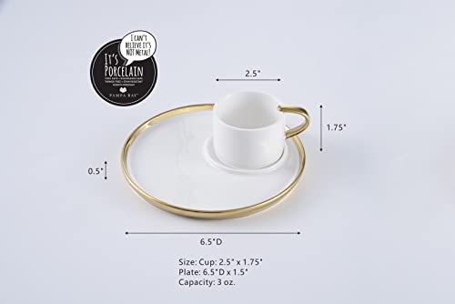 Pampa Bay For Coffee Lovers Titanium-Plated Porcelain Espresso Cup & Plate, 2.5 x 6.5in