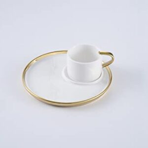 Pampa Bay For Coffee Lovers Titanium-Plated Porcelain Espresso Cup & Plate, 2.5 x 6.5in