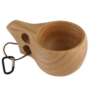 rubber wood cup, portable camping drinking cup double hole cup kuksa coffee cup water cup custom wooden cup for drinking tea coffee wine