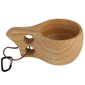 Rubber Wood Cup, Portable Camping Drinking Cup Double Hole Cup KUKSA Coffee Cup Water Cup Custom Wooden Cup for Drinking Tea Coffee Wine