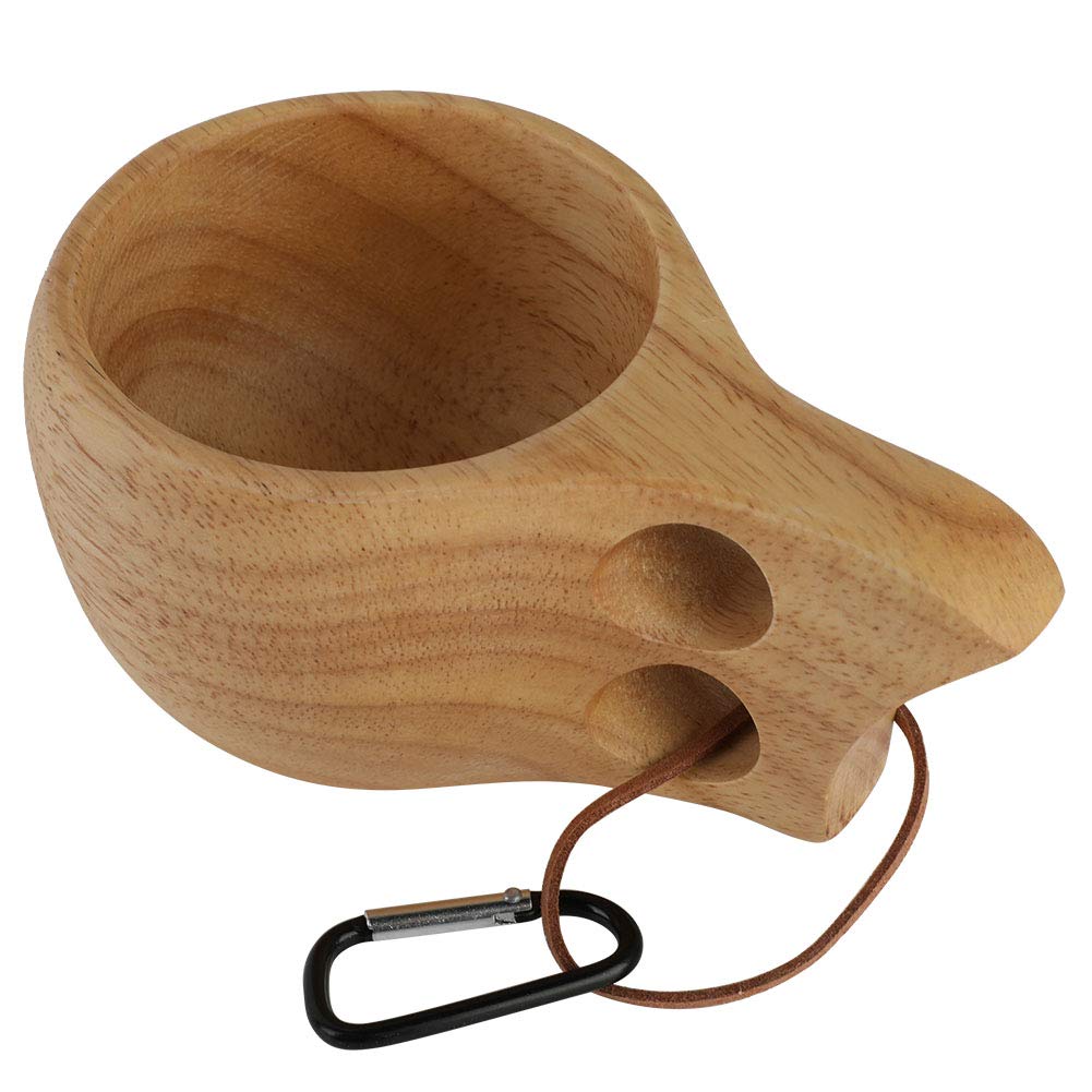 Rubber Wood Cup, Portable Camping Drinking Cup Double Hole Cup KUKSA Coffee Cup Water Cup Custom Wooden Cup for Drinking Tea Coffee Wine