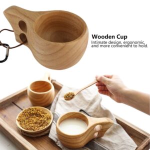 Rubber Wood Cup, Portable Camping Drinking Cup Double Hole Cup KUKSA Coffee Cup Water Cup Custom Wooden Cup for Drinking Tea Coffee Wine