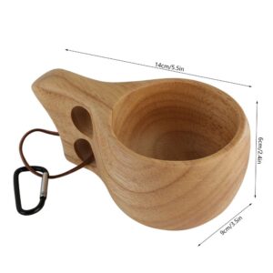 Rubber Wood Cup, Portable Camping Drinking Cup Double Hole Cup KUKSA Coffee Cup Water Cup Custom Wooden Cup for Drinking Tea Coffee Wine