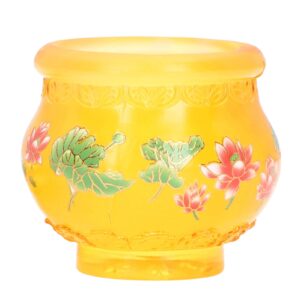 Altar Cup, Holy Water Offering Cup Buddhist Temple Water Bowl Buddhist Worship Cup Lotus Printed Offering Cup with Tray for Home, Temple