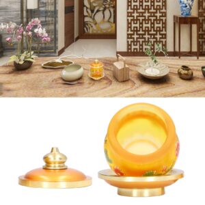 Altar Cup, Holy Water Offering Cup Buddhist Temple Water Bowl Buddhist Worship Cup Lotus Printed Offering Cup with Tray for Home, Temple