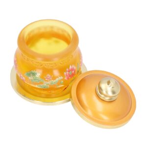 Altar Cup, Holy Water Offering Cup Buddhist Temple Water Bowl Buddhist Worship Cup Lotus Printed Offering Cup with Tray for Home, Temple