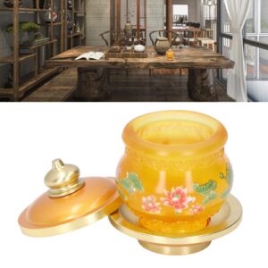 Altar Cup, Holy Water Offering Cup Buddhist Temple Water Bowl Buddhist Worship Cup Lotus Printed Offering Cup with Tray for Home, Temple