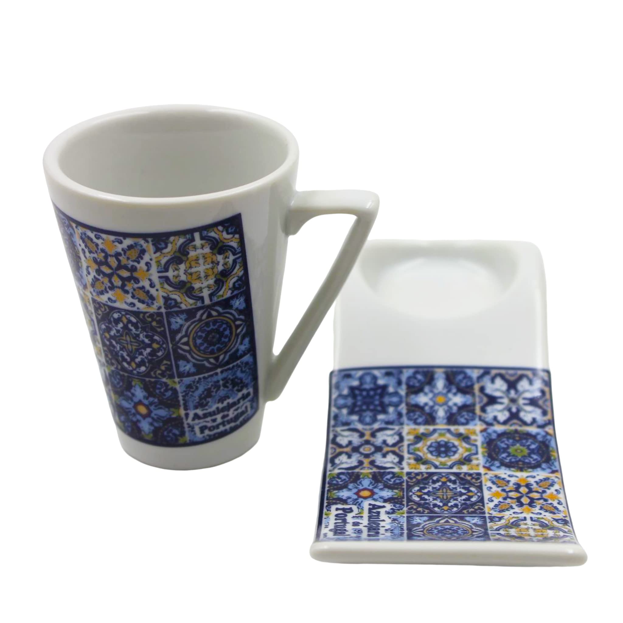 Portuguese Ceramic Espresso Cup With Tray Souvenir From Portugal