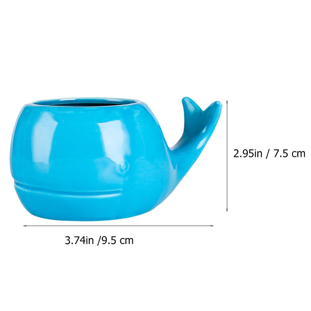 PRETYZOOM Ceramic Coffee Mug 3D Whale Tiki Cup Hawaiian Luau Party Cocktail Glasses Cute Animal Exotic Juice Wine Cup for Bar Kitchen Holiday Ornament Sky- blue 450ml