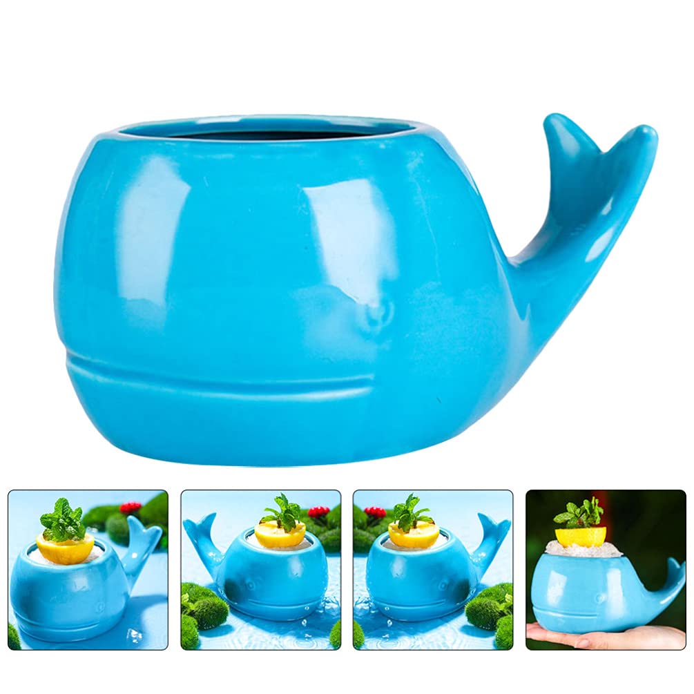 PRETYZOOM Ceramic Coffee Mug 3D Whale Tiki Cup Hawaiian Luau Party Cocktail Glasses Cute Animal Exotic Juice Wine Cup for Bar Kitchen Holiday Ornament Sky- blue 450ml