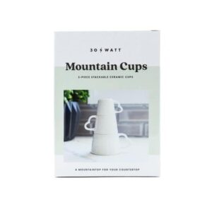30 watt mountain ceramic cups, 3 cup sizes - tea, coffee, & espresso cup, space-saving stackable mugs, microwave & dishwasher safe, gifts for birthday, christmas or housewarming