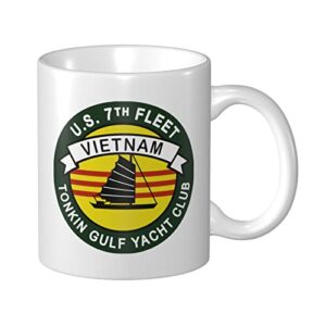tonkin gulf yacht club us 7th fleet vietnam porcelain coffee mugs, classic ceramic cup for tea latte cappuccino