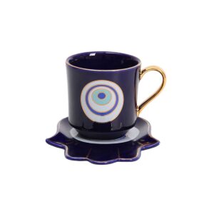 mowuqeen espresso coffee cups set, evil eye cups ceramic coffee mug, hamsa hand designed set of cups and saucers resso coffee cups set, ceramic coffee mug tea cup (dy-devil's eye cup-c)