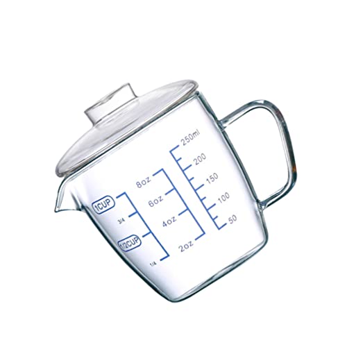 Glass Cups Glass Measuring Cup with Scale: Graduated Beaker Mug Liquid Cup Water Coffee Tea Cup Drinking Glasses Glass Mugs Tumbler with Lid and Handle