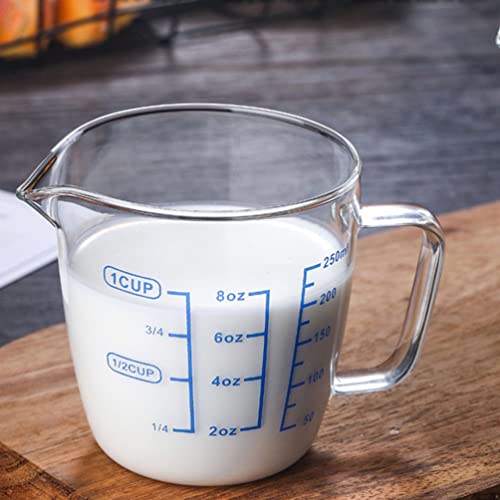 Glass Cups Glass Measuring Cup with Scale: Graduated Beaker Mug Liquid Cup Water Coffee Tea Cup Drinking Glasses Glass Mugs Tumbler with Lid and Handle