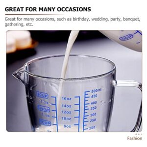 Glass Cups Glass Measuring Cup with Scale: Graduated Beaker Mug Liquid Cup Water Coffee Tea Cup Drinking Glasses Glass Mugs Tumbler with Lid and Handle