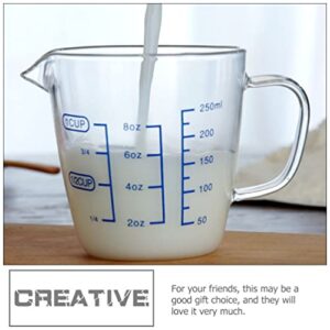 Glass Cups Glass Measuring Cup with Scale: Graduated Beaker Mug Liquid Cup Water Coffee Tea Cup Drinking Glasses Glass Mugs Tumbler with Lid and Handle