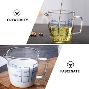 Glass Cups Glass Measuring Cup with Scale: Graduated Beaker Mug Liquid Cup Water Coffee Tea Cup Drinking Glasses Glass Mugs Tumbler with Lid and Handle