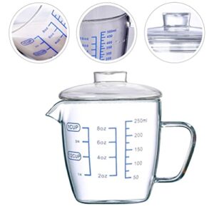 Glass Cups Glass Measuring Cup with Scale: Graduated Beaker Mug Liquid Cup Water Coffee Tea Cup Drinking Glasses Glass Mugs Tumbler with Lid and Handle