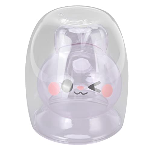 Atyhao Glass Cup, 300ml Double Wall Glass Rabbit Design Milk Coffee Tea Cup for Microwave Oven Dishwasher(pink)