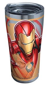 tervis marvel - iron man triple walled insulated tumbler cup keeps drinks cold & hot, 20oz - stainless steel, iconic