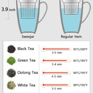 Sweejar Porcelain Tea Mug with Infuser and Lid,Teaware with Filter, Loose Leaf Tea Cup Steeper Maker, 16 Fl Oz for Tea/Coffee/Milk/Women/Office/Home/Gift (Steel Blue)