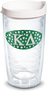 tervis sorority - kappa delta tumbler with emblem and white lid 16oz, clear