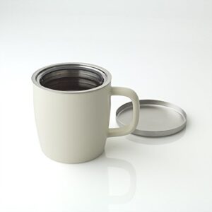 FORLIFE Dew Satin Finish Brew-In-Mug with Basket Infuser & Stainless Lid 11 oz. (Natural Cotton)