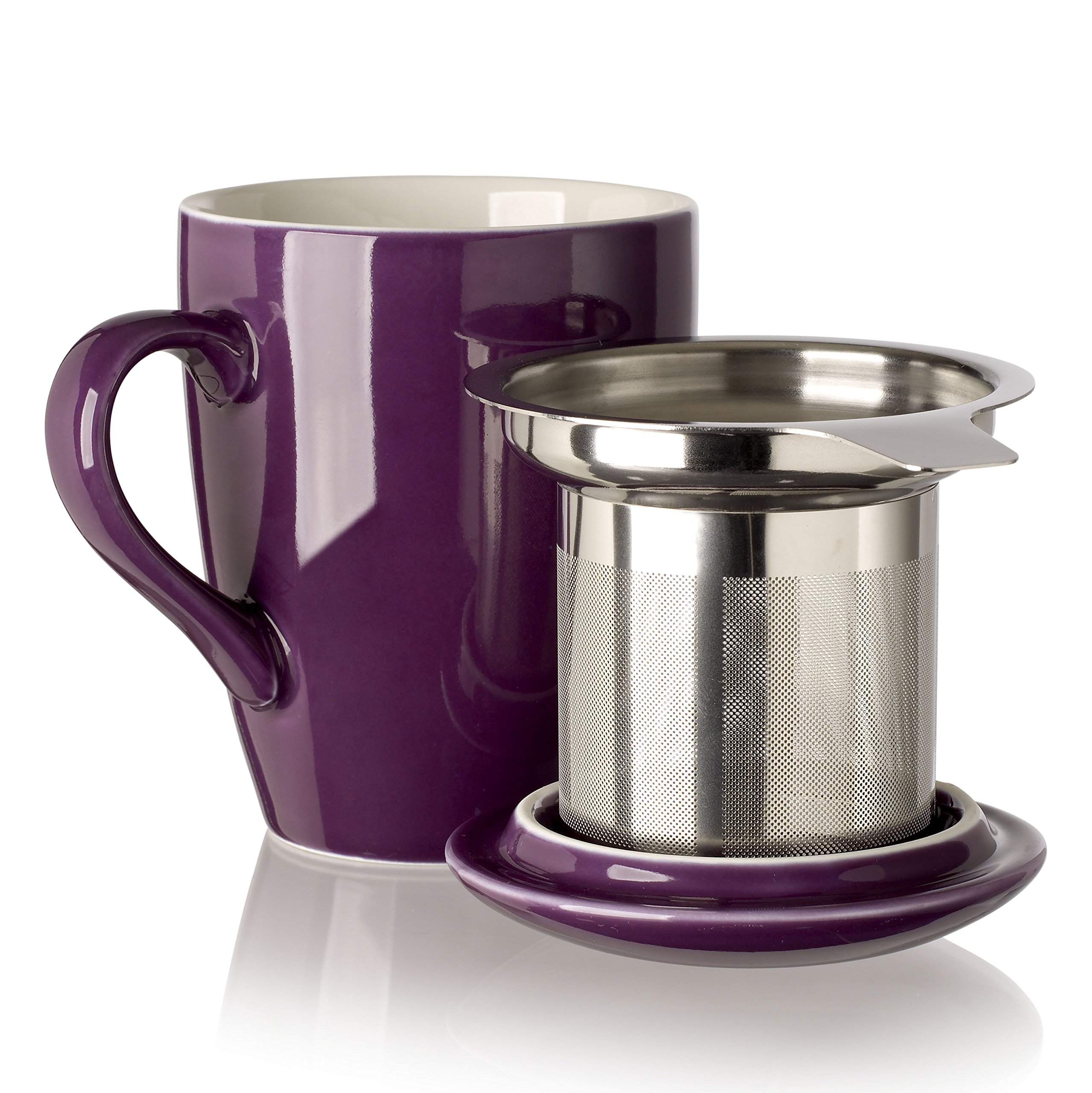 Adagio Teas Porcelain Mug with Infuser, 12 oz, Plum